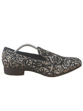 Stacy Adams Mens Swank Floral Velour OVERLAY Slip-on Loafers Black-silver Sz 11M